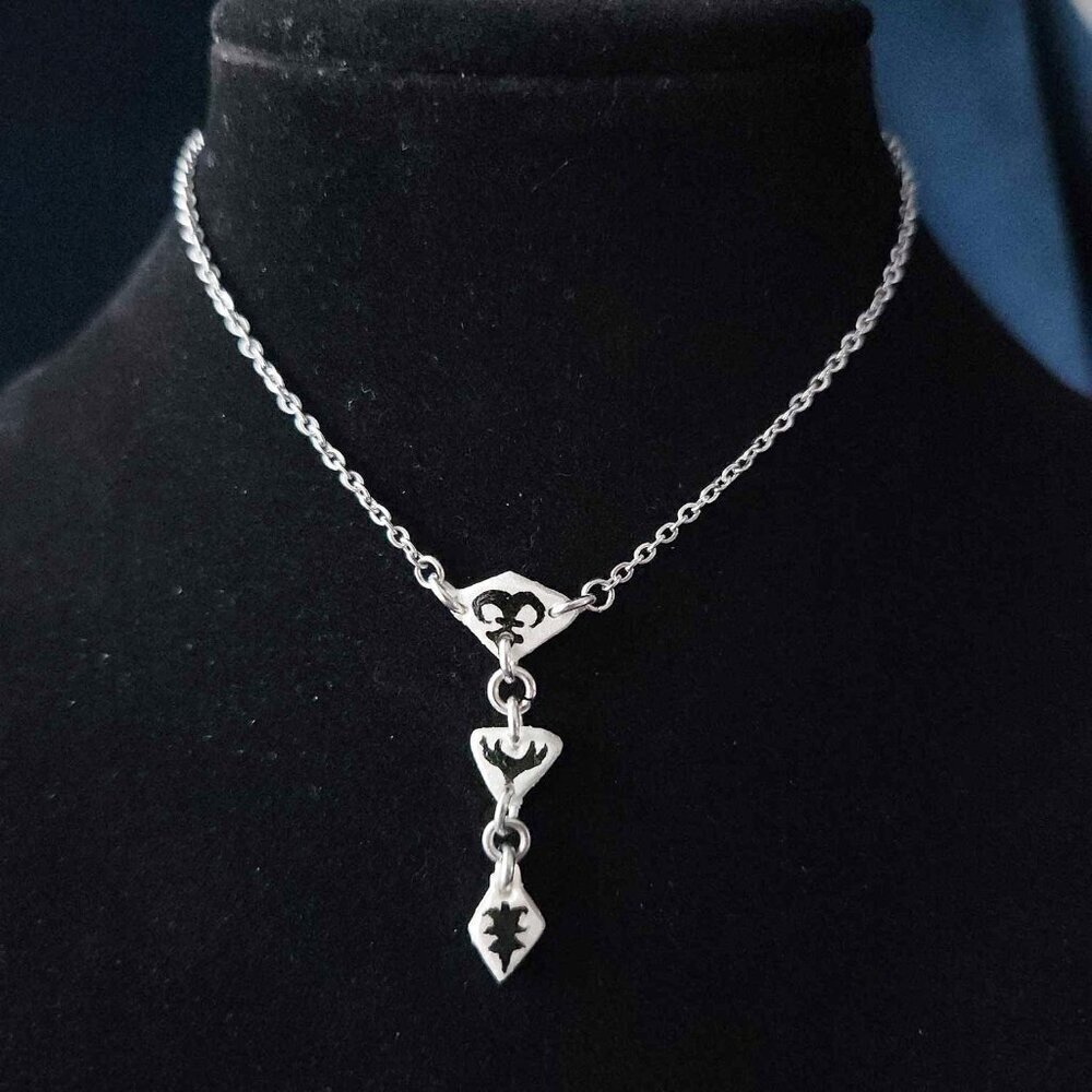Gothic medieval dainty rosary necklace with a small silver chain